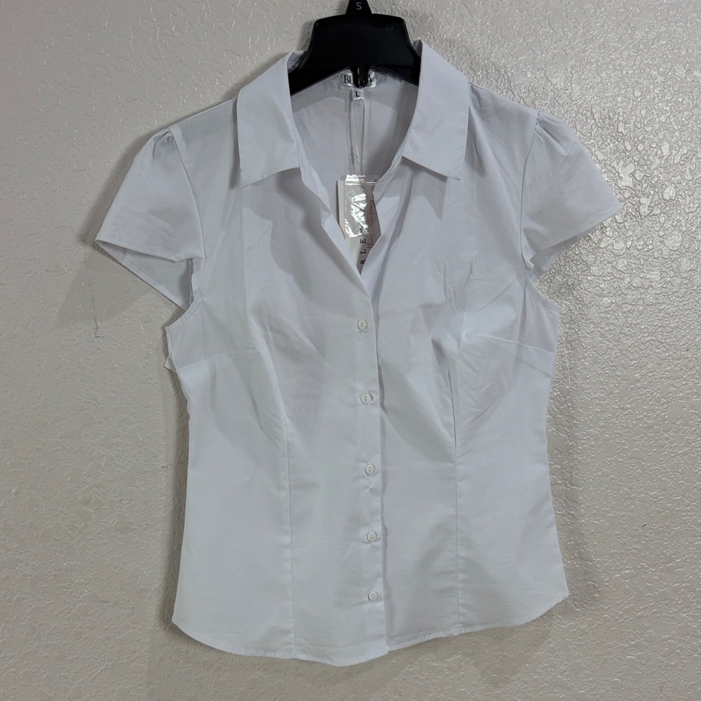 Blanca ,Size L,Classic White Women's Button-Up Shirt